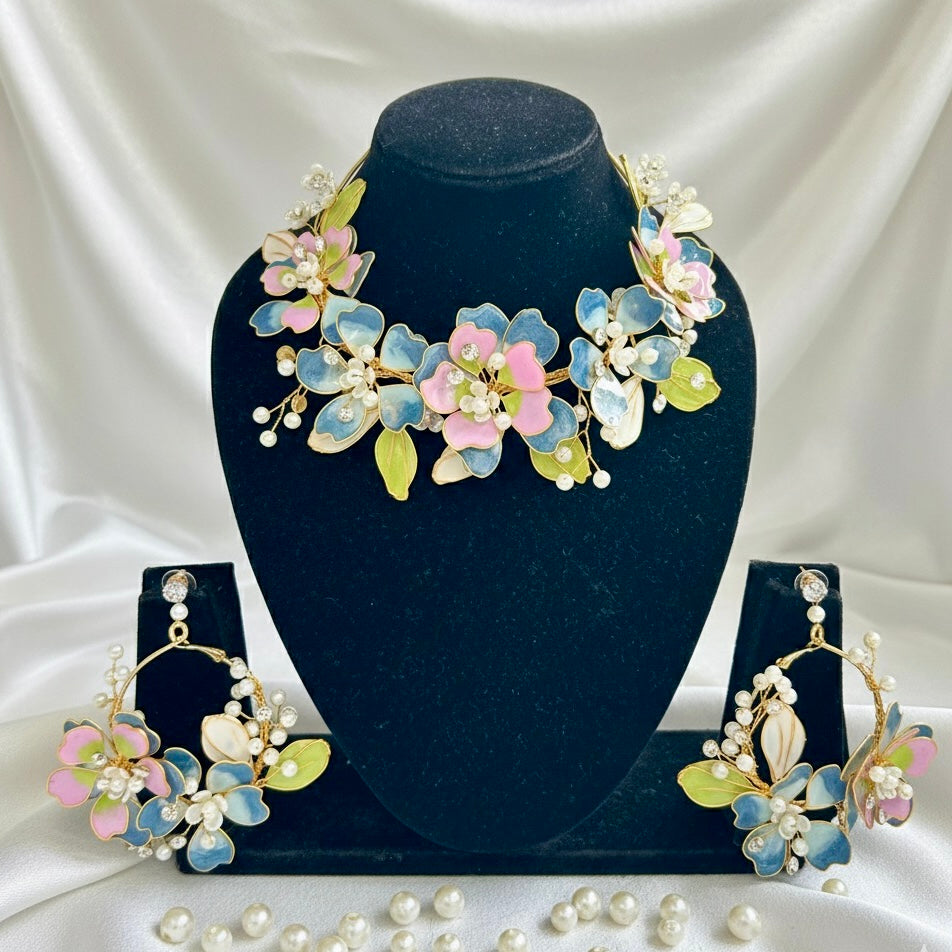 Azure Blossom Dream Necklace Earrings Set