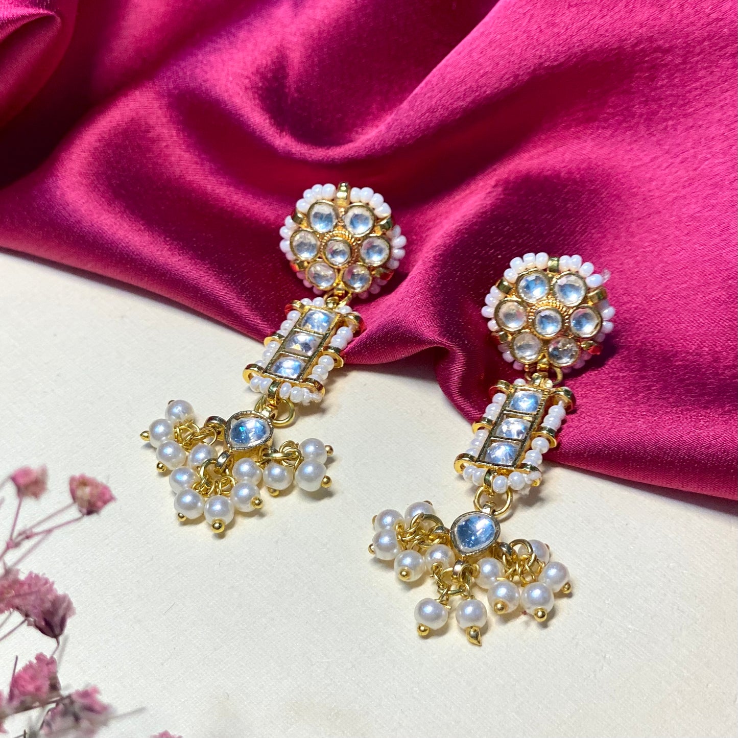 Rajvalli Panchi Kundan 21kt gold plated pearl set