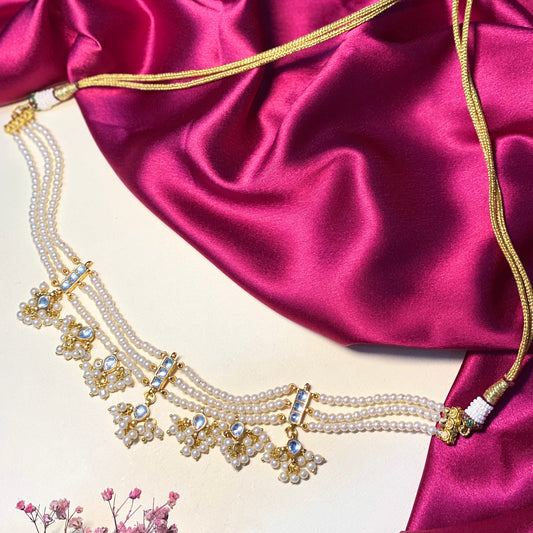 Rajvalli Panchi Kundan 21kt gold plated pearl set