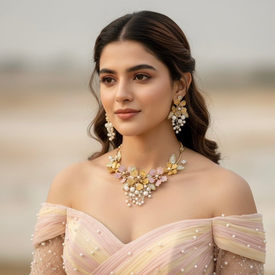 Zahrina Bloomfall Necklace Earrings Set