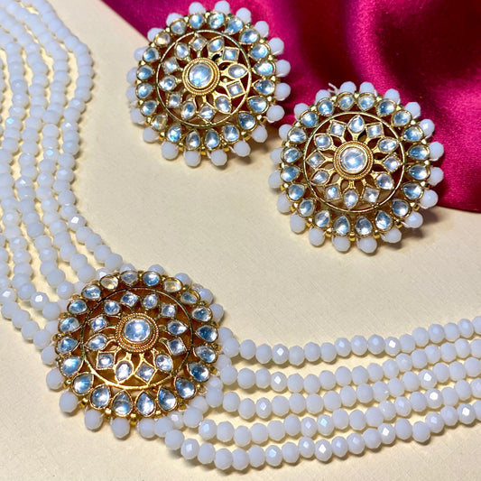 Chandvalli White Choker 21kt gold plated Panchi Kundan Set
