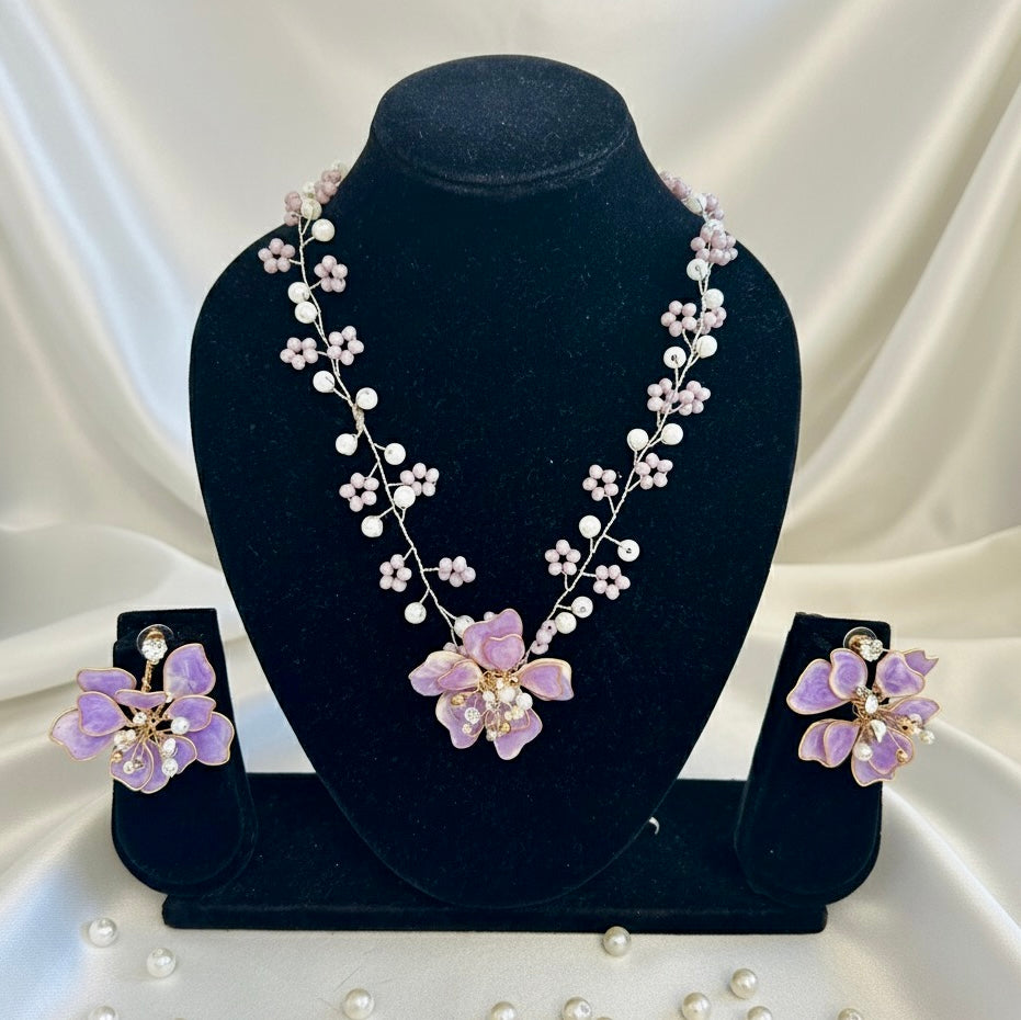 Lavender Whisper Necklace Earrings Set
