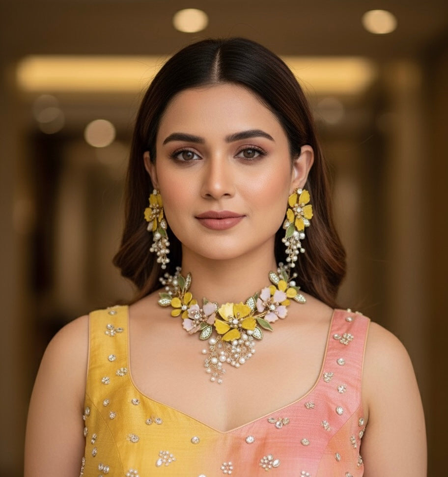 Nayra Resin Neckpiece Earrings Set