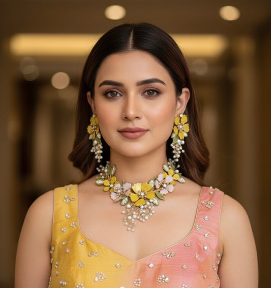 Nayra Resin Neckpiece Earrings Set