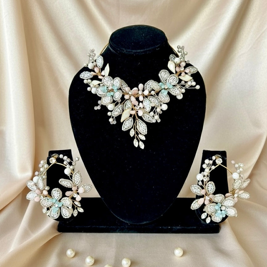 Elowyn Petal Symphony Necklace Earrings Set