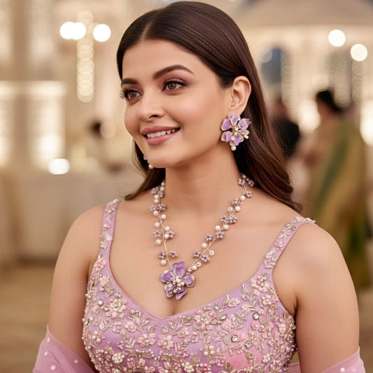 Lavender Whisper Necklace Earrings Set