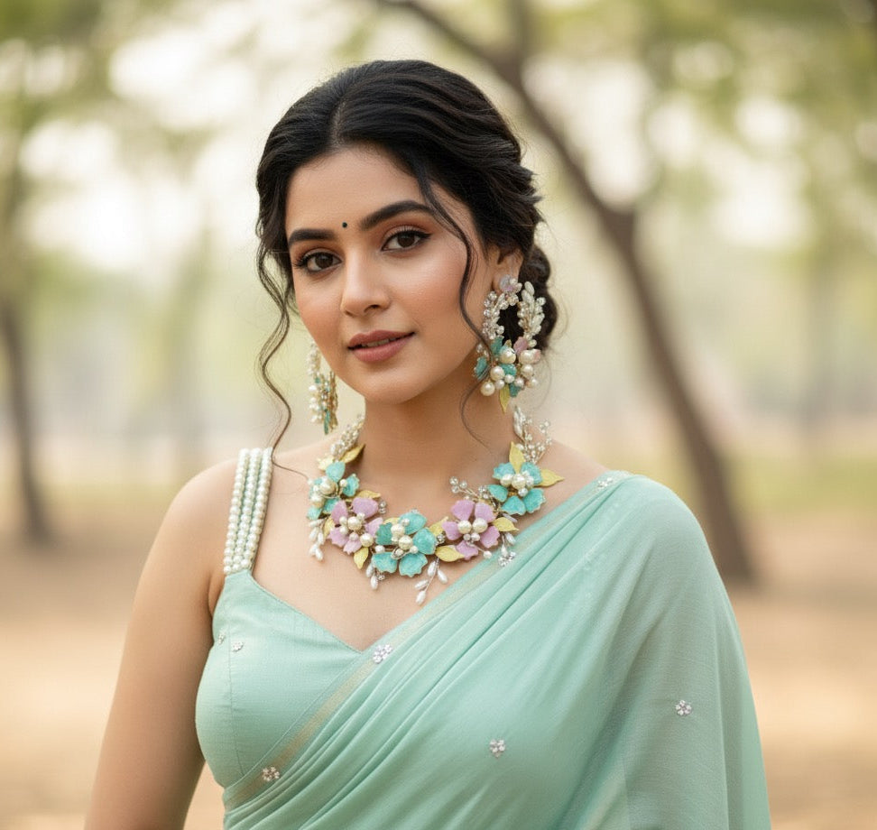 Amaira Bloom Resin Neckpiece Earrings