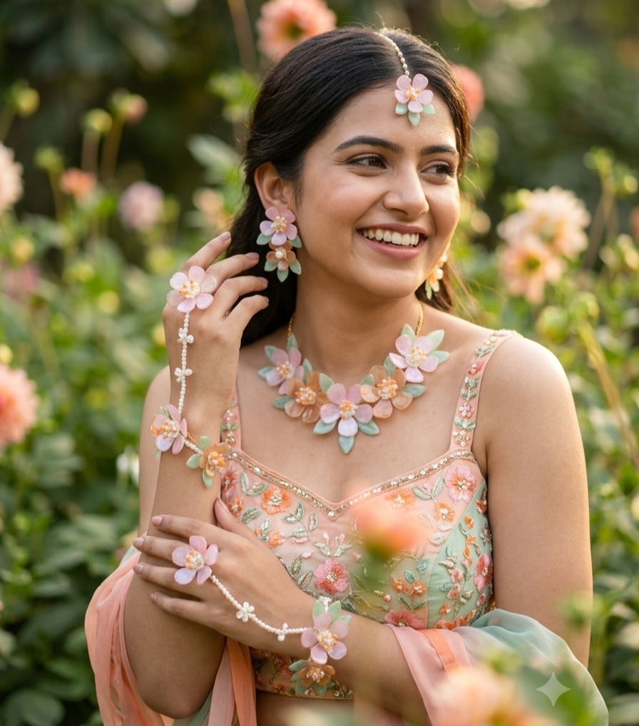 Gulabi Pankh Resin Jewellery Set