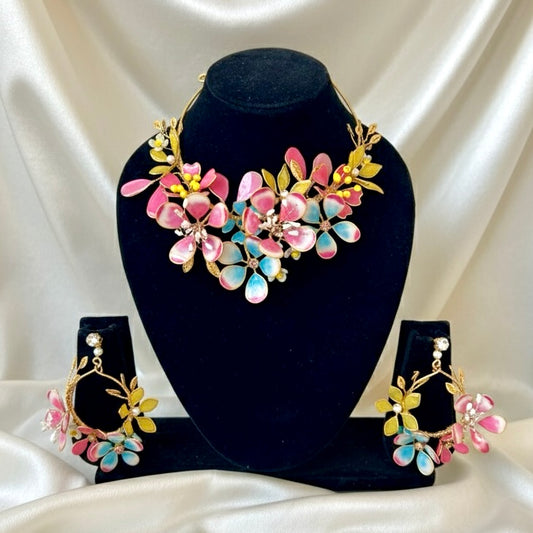 Gulbahaar Pastel Charm Earrings Neckpiece Set