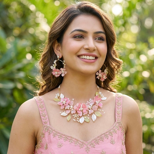 Gulabi Haar Resin Necklace Earrings Set