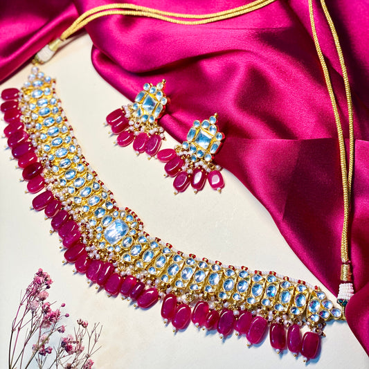 Ruby Panchi kundan 21kt gold plated Set