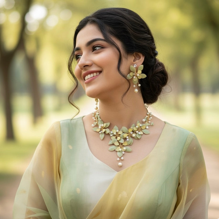 Aarunya Resin Neckpiece Earrings Jewellery Set