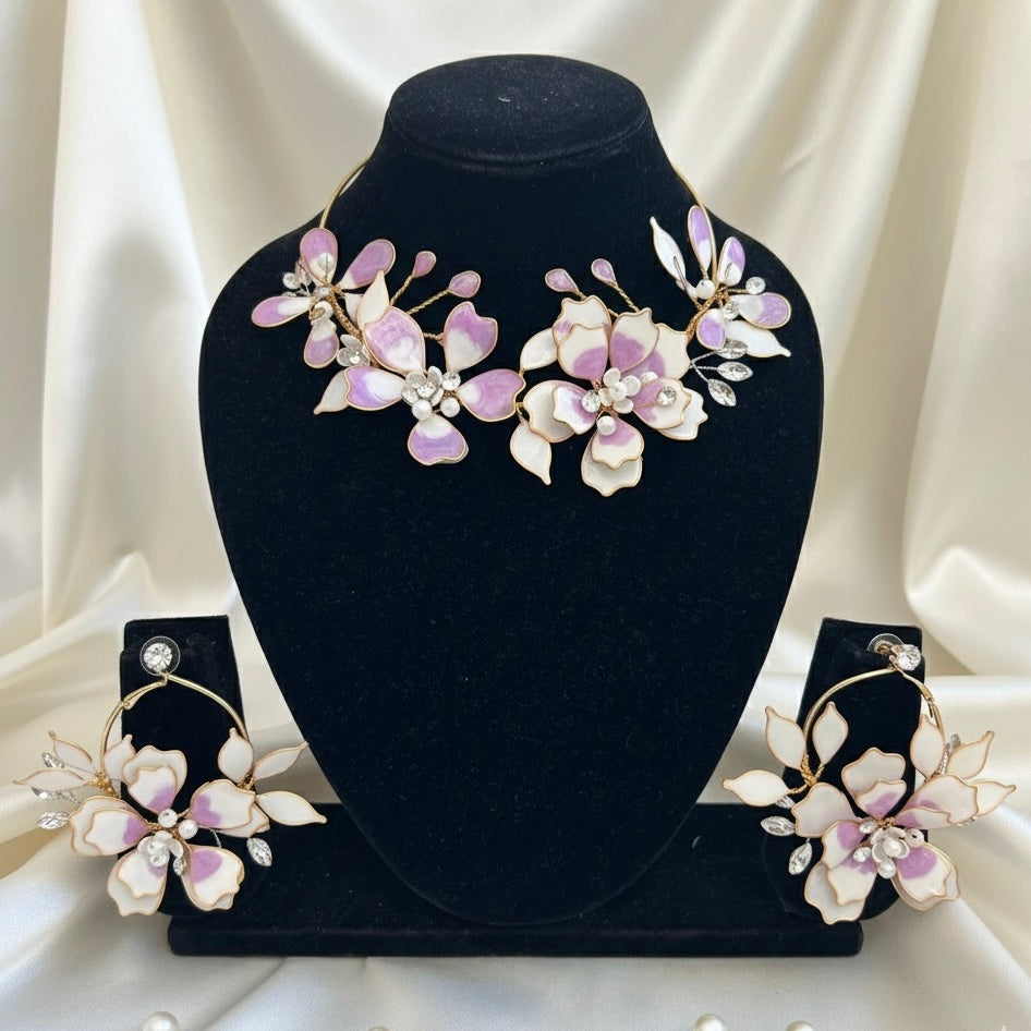 Aarvika Blossom Necklace Earrings Set