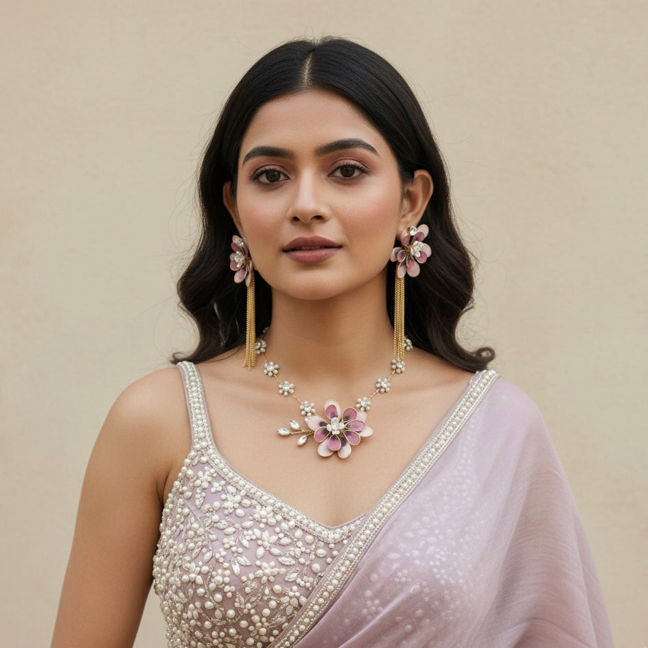 Madhurima Choker earrings handcrafted Resin set