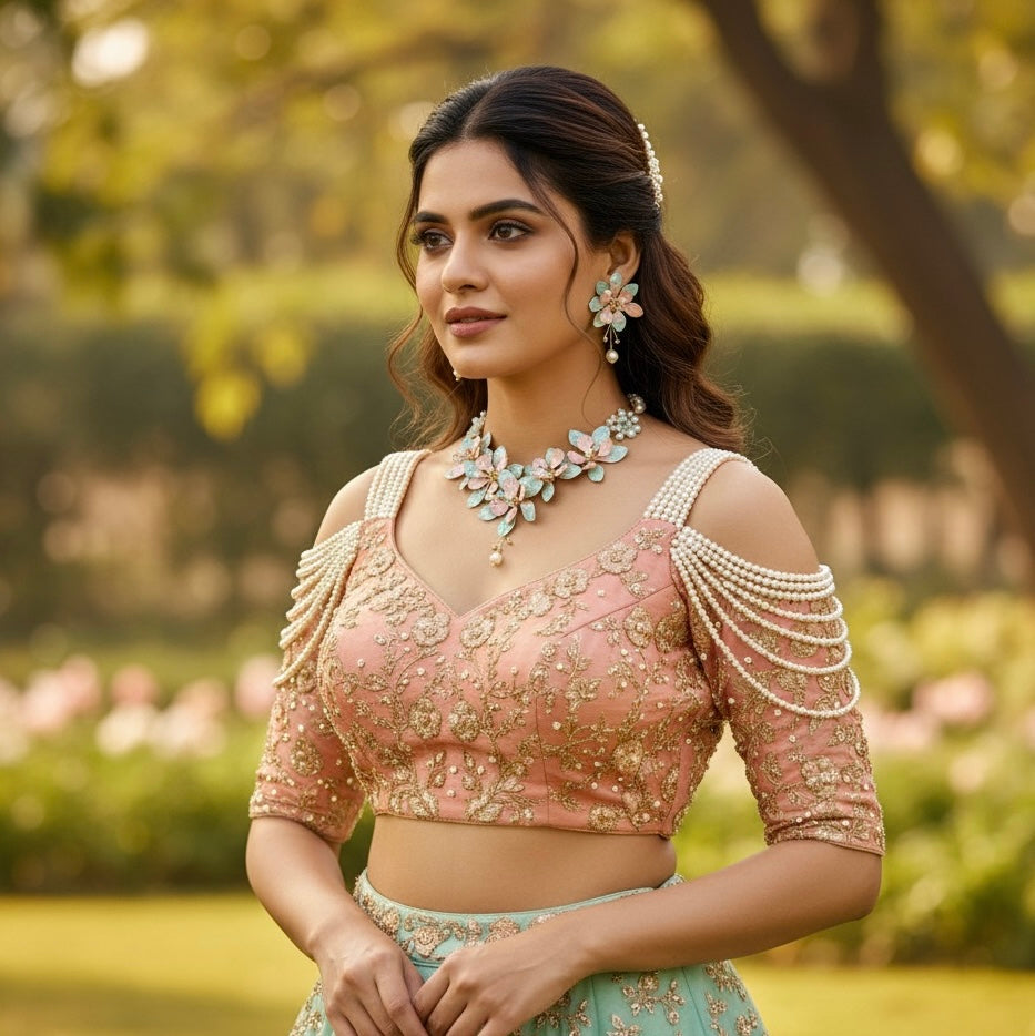 Noorika Resin Neckpiece Earrings Jewellery Set