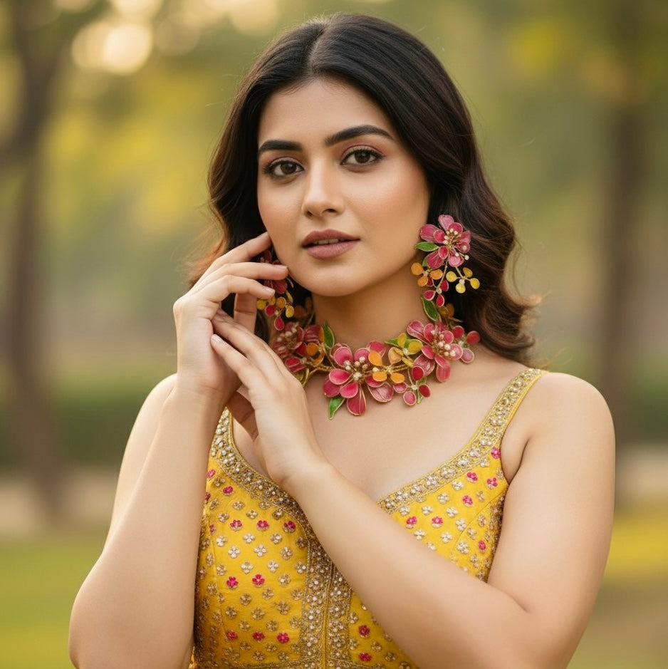 Zahira Resin Neckpiece Earrings Set