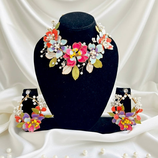 Kanira Resin Neckpiece Earrings Jewellery Set
