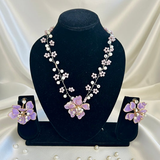 Lavender Whisper Necklace Earrings Set