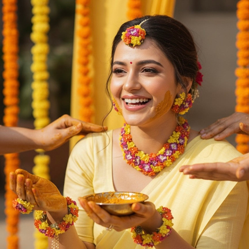 Sunhaar Silk Bloom Floral Set for Haldi