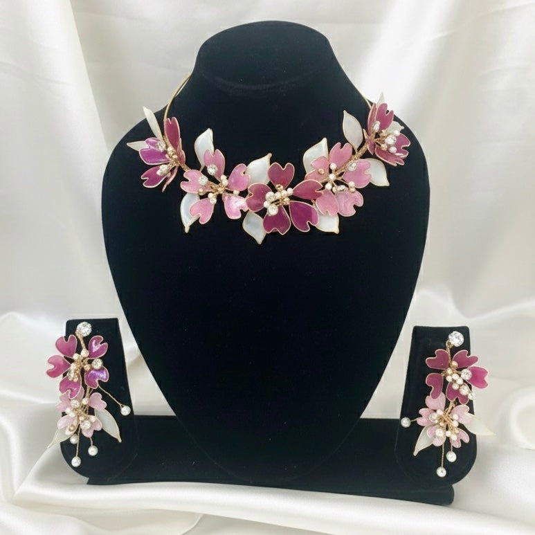 Rosavelle Petal Necklace Earrings Set