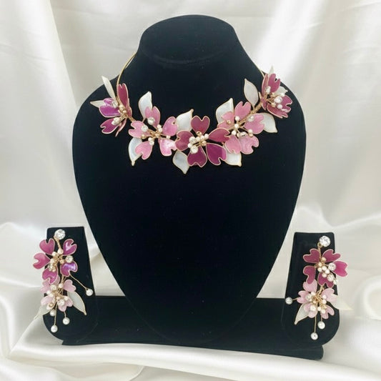 Rosavelle Petal Necklace Earrings Set