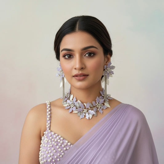 Aadhya Bloom Resin Neckpiece Earrings Set