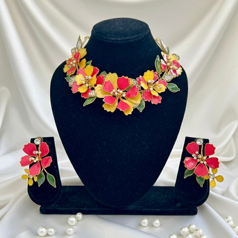 Rangrez Floral Glow Necklace Earrings Set