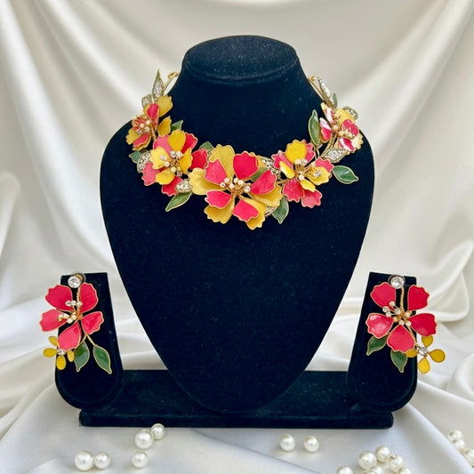 Rangrez Floral Glow Necklace Earrings Set