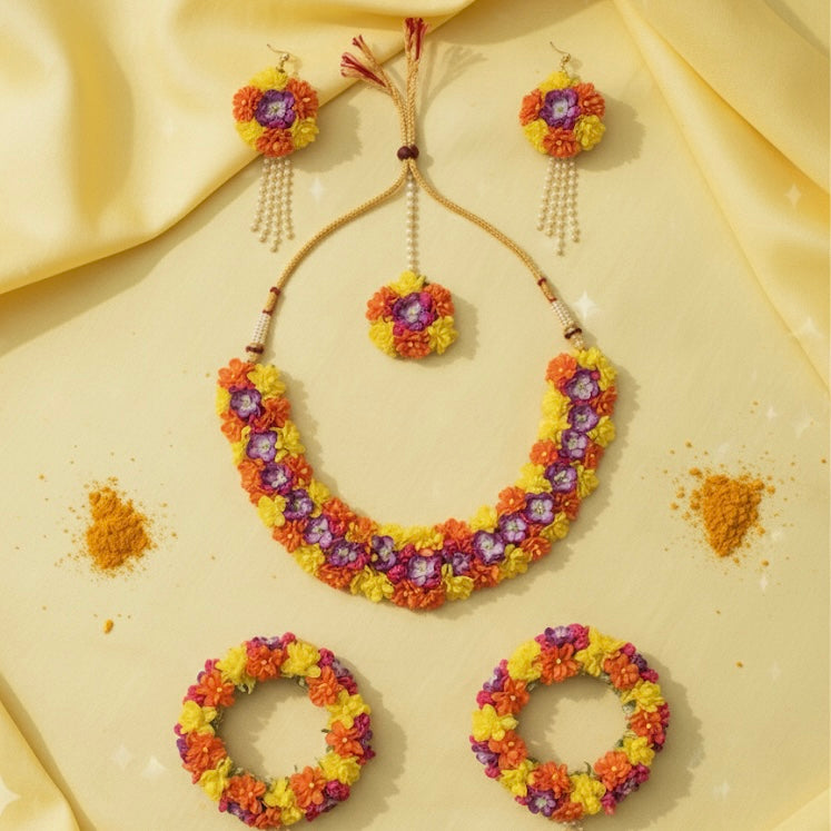 Sunhaar Silk Bloom Floral Set for Haldi