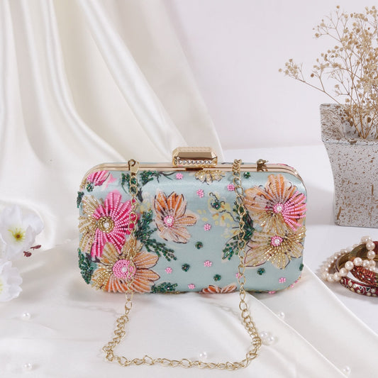 Gulzaar Pastel Hand-Embroidered Clutch