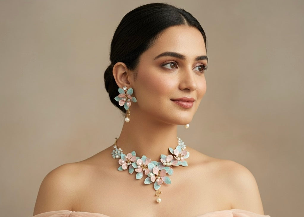 Noorika Resin Neckpiece Earrings Jewellery Set