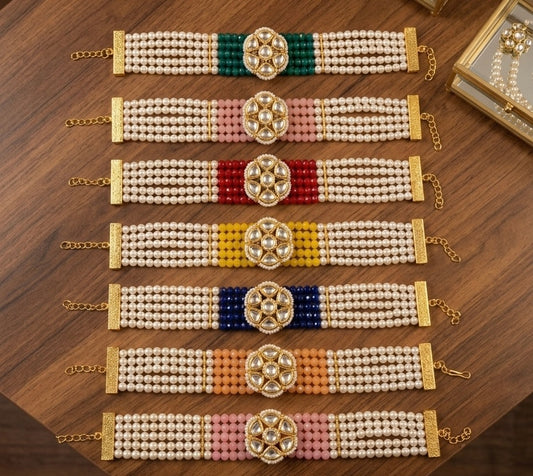 Kundan & Pearl Multi-Strand Bracelets (pack of 20)