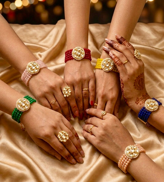 Kundan & Pearl Multi-Strand Bracelets (pack of 20)