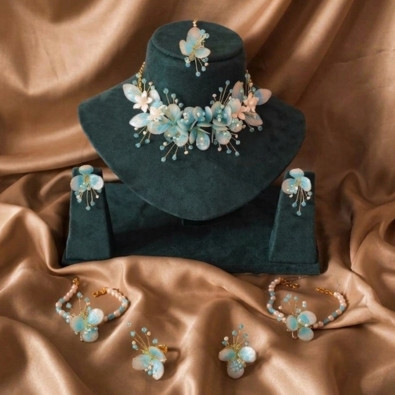 Neelanjali — Blue Floral Resin Jewellery Set