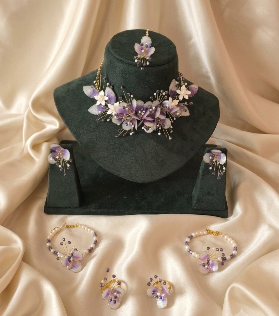 Neelambari Purple Resin Jewellery Set for Haldi