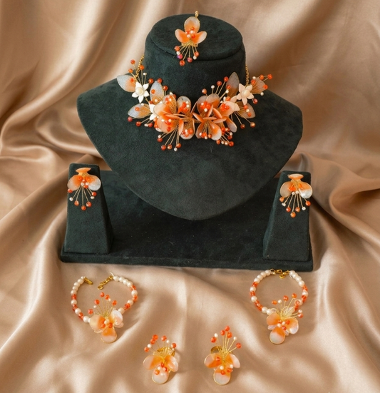 Kusumika Orange Resin Jewellery Set