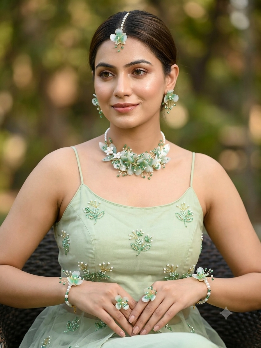 Haritika Mint Green Resin Jewellery Set