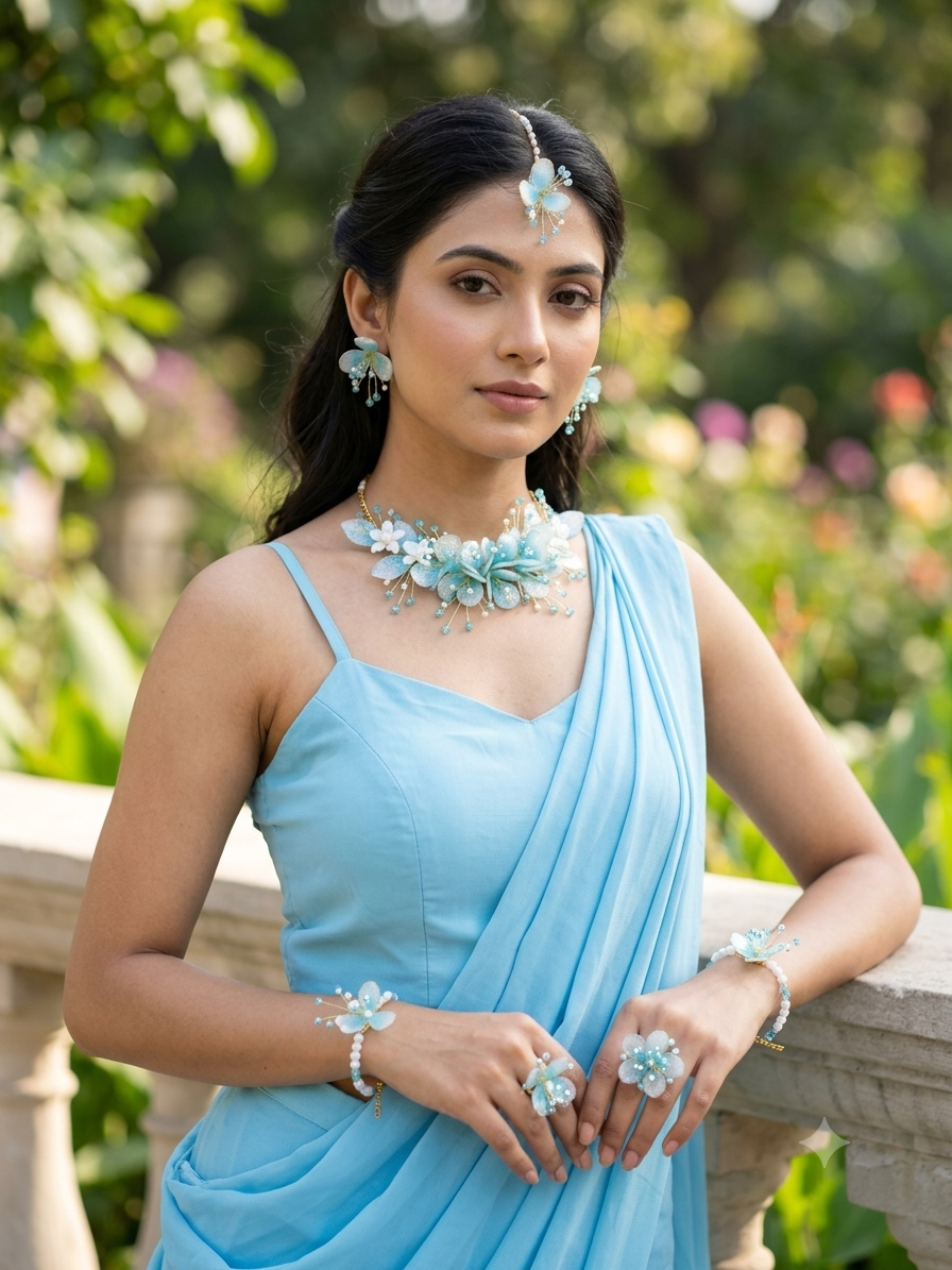 Neelanjali — Blue Floral Resin Jewellery Set